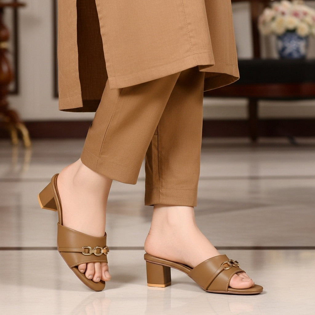 Tan Brown Women Formal Heel - SH008