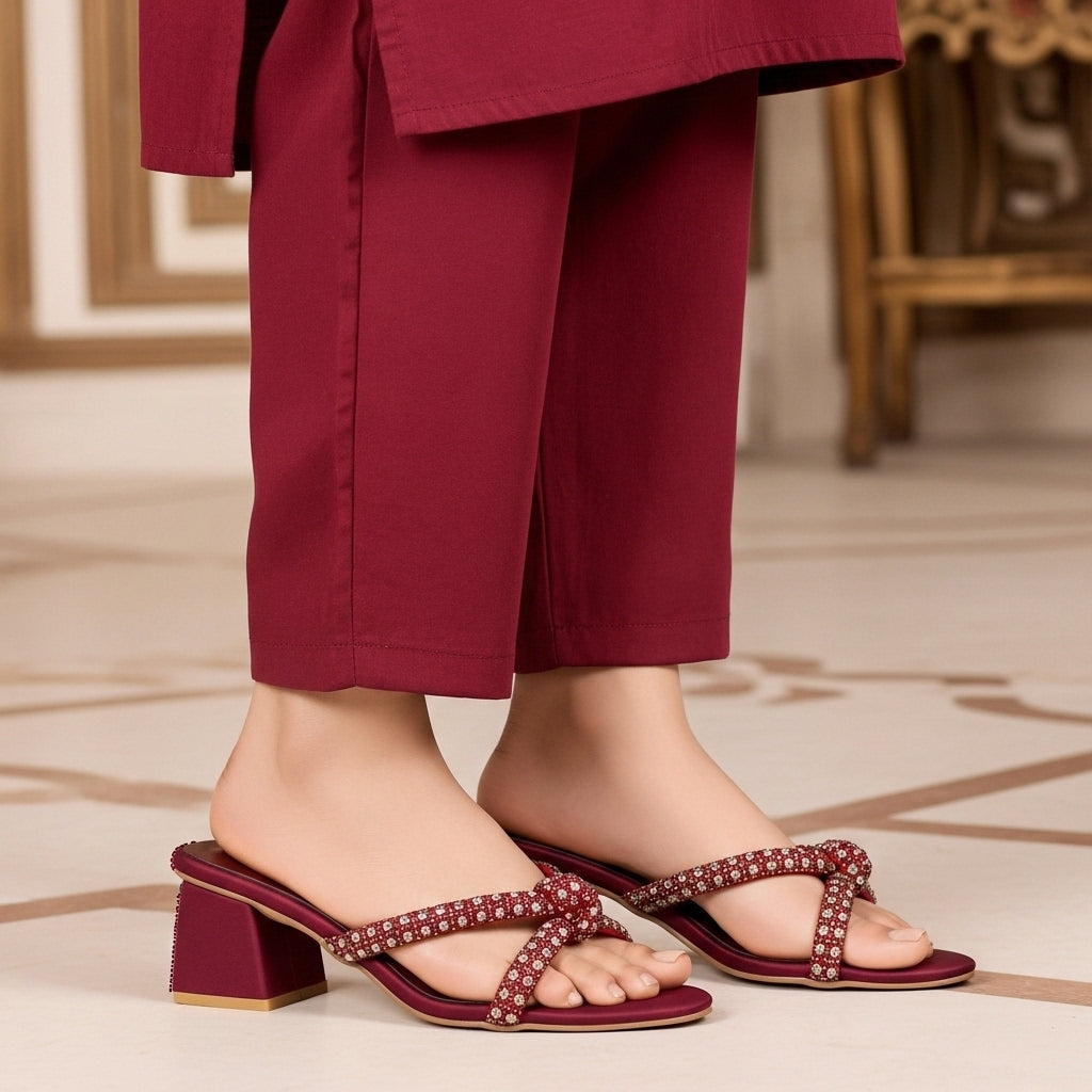 Maroon Fancy Heel - SH009